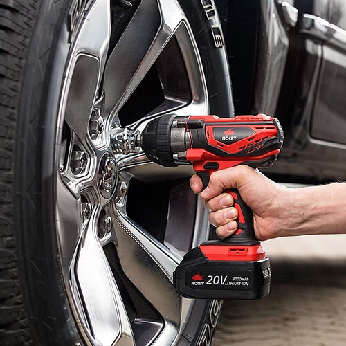 Cordless Impact Wrench While Removing Tire